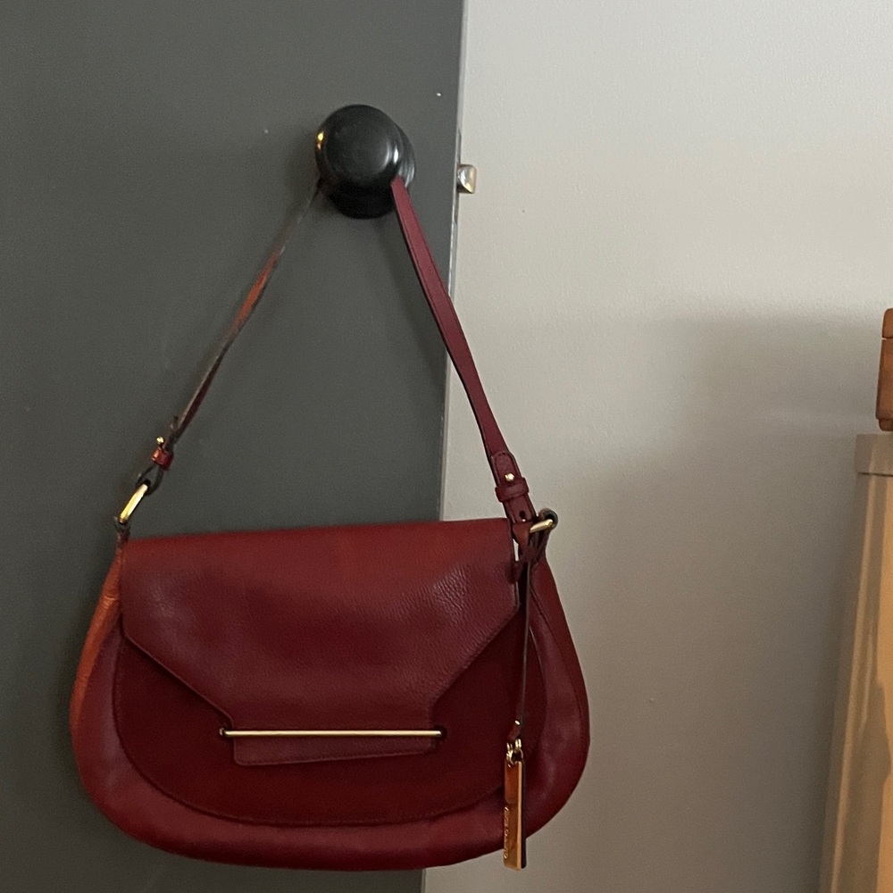 Vince Camuto Burgundy Leather Shoulder Bag